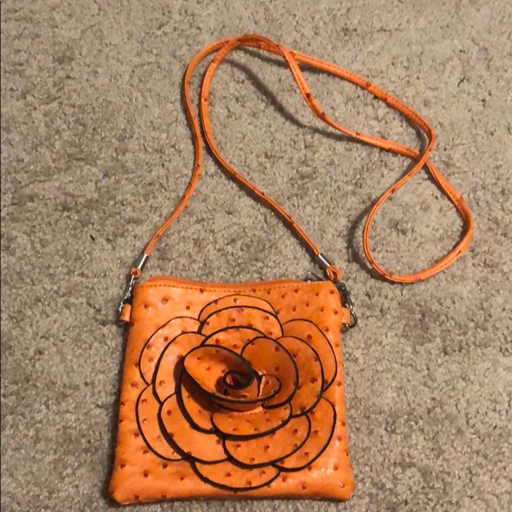 Orange textured floral crossbody/bag